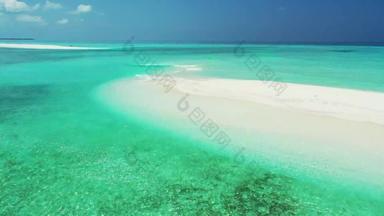 宽鸟眼睛旅行拍摄夏天白色天堂沙子海滩绿松石海背景色彩鲜艳的